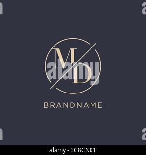 Initial letter MD logo with simple circle line elegant look monogram logo style vector graphic Stock Vector