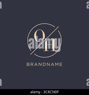 Initial letter OH logo with simple circle line elegant look monogram logo style vector graphic Stock Vector