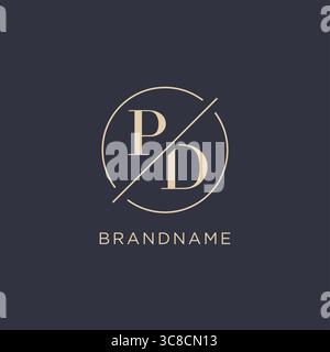 Initial letter PD logo with simple circle line elegant look monogram logo style vector graphic Stock Vector