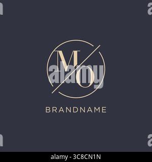 Initial letter MO logo with simple circle line elegant look monogram logo style vector graphic Stock Vector