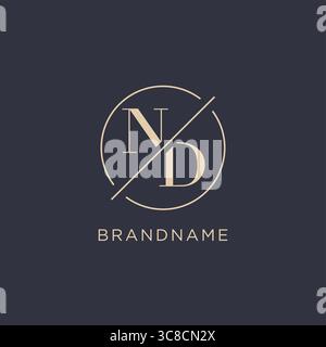 Initial letter ND logo with simple circle line elegant look monogram logo style vector graphic Stock Vector
