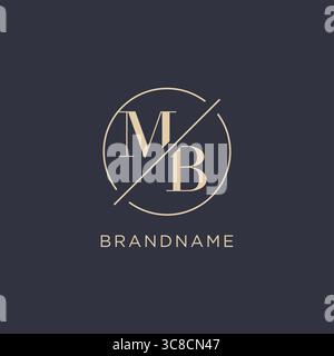 Initial letter MB logo with simple circle line elegant look monogram logo style vector graphic Stock Vector