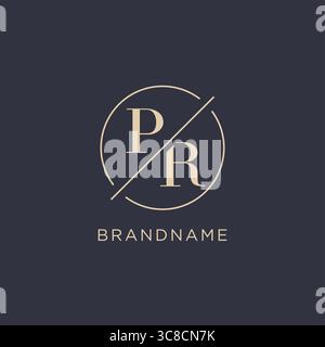 Initial letter PR logo with simple circle line elegant look monogram logo style vector graphic Stock Vector