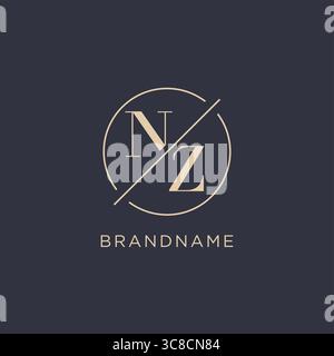 Initial letter NZ logo with simple circle line elegant look monogram logo style vector graphic Stock Vector
