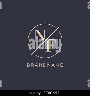 Initial letter NF logo with simple circle line elegant look monogram logo style vector graphic Stock Vector