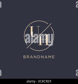 Initial letter UH logo with simple circle line elegant look monogram logo style vector graphic Stock Vector