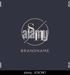 Initial letter SH logo with simple circle line elegant look monogram logo style vector graphic Stock Vector