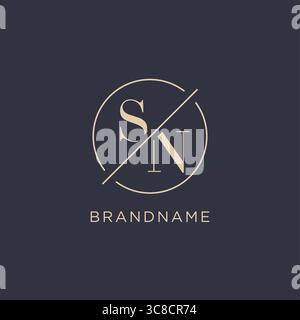 Initial letter SN logo with simple circle line elegant look monogram logo style vector graphic Stock Vector