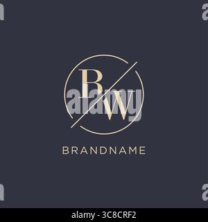 Initial letter RW logo with simple circle line elegant look monogram logo style vector graphic Stock Vector