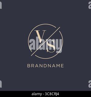 Initial letter VS logo with simple circle line elegant look monogram logo style vector graphic Stock Vector