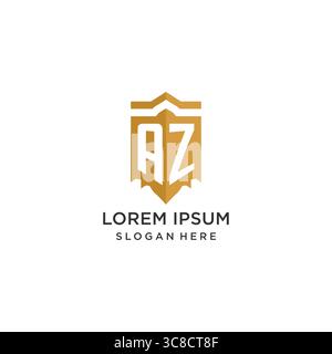 Monogram AZ logo with shield geometric shape, elegant luxury initial logo design vector graphic Stock Vector