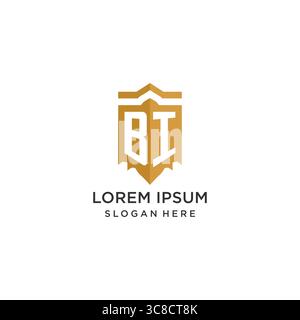 Monogram BI logo with shield geometric shape, elegant luxury initial logo design vector graphic Stock Vector