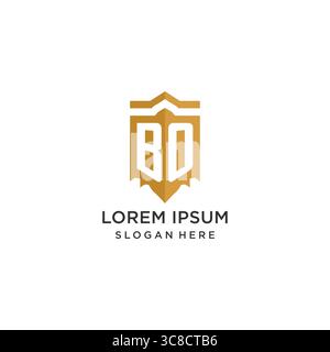 Monogram BO logo with shield geometric shape, elegant luxury initial logo design vector graphic Stock Vector