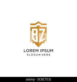 Monogram BZ logo with shield geometric shape, elegant luxury initial logo design vector graphic Stock Vector