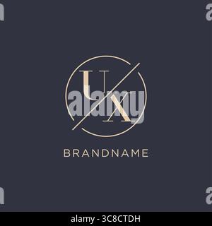 UX Monogram logo letter with Simple shield crown style design ...
