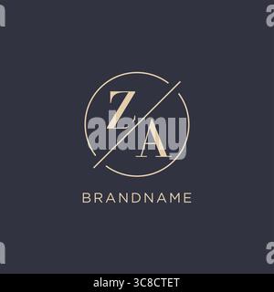 Initial letter ZA logo with simple circle line elegant look monogram logo style vector graphic Stock Vector