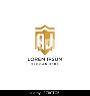 Monogram AJ logo with shield geometric shape, elegant luxury initial logo design vector graphic Stock Vector