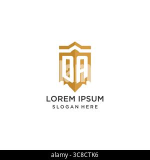 Monogram DA logo with shield geometric shape, elegant luxury initial logo design vector graphic Stock Vector