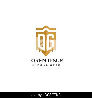 Monogram DG logo with shield geometric shape, elegant luxury initial logo design vector graphic Stock Vector