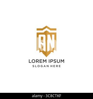 Monogram AN logo with shield geometric shape, elegant luxury initial logo design vector graphic Stock Vector