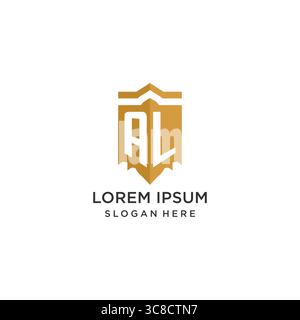 Monogram AL logo with shield geometric shape, elegant luxury initial logo design vector graphic Stock Vector