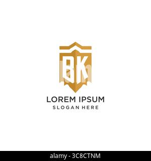 Monogram BK logo with shield geometric shape, elegant luxury initial logo design vector graphic Stock Vector