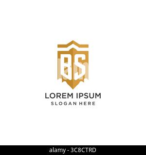 Monogram BS logo with shield geometric shape, elegant luxury initial logo design vector graphic Stock Vector