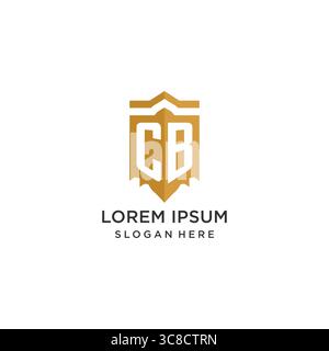 Monogram CB logo with shield geometric shape, elegant luxury initial logo design vector graphic Stock Vector