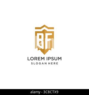 Monogram BF logo with shield geometric shape, elegant luxury initial logo design vector graphic Stock Vector
