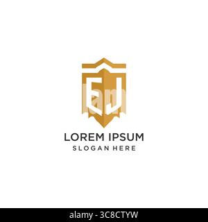 Monogram EJ logo with shield geometric shape, elegant luxury initial logo design vector graphic Stock Vector