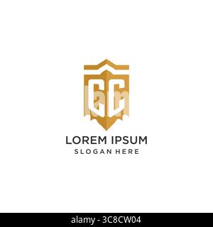Monogram CC logo with shield geometric shape, elegant luxury initial logo design vector graphic Stock Vector