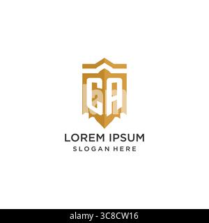 Monogram CA logo with shield geometric shape, elegant luxury initial logo design vector graphic Stock Vector