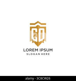 Monogram CO logo with shield geometric shape, elegant luxury initial logo design vector graphic Stock Vector