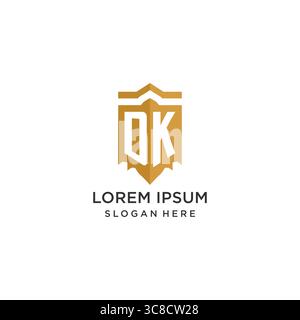 Monogram DK logo with shield geometric shape, elegant luxury initial logo design vector graphic Stock Vector