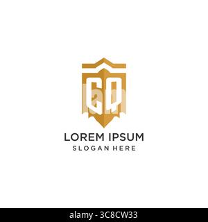 Monogram CQ logo with shield geometric shape, elegant luxury initial logo design vector graphic Stock Vector