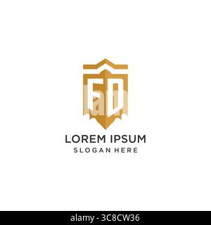 Monogram FD logo with shield geometric shape, elegant luxury initial logo design vector graphic Stock Vector