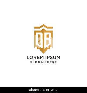Monogram DB logo with shield geometric shape, elegant luxury initial logo design vector graphic Stock Vector