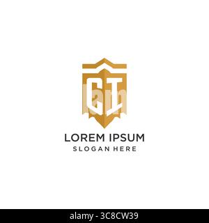 Monogram CI logo with shield geometric shape, elegant luxury initial logo design vector graphic Stock Vector