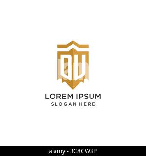 Monogram DU logo with shield geometric shape, elegant luxury initial logo design vector graphic Stock Vector