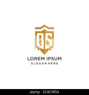 Monogram DS logo with shield geometric shape, elegant luxury initial logo design vector graphic Stock Vector