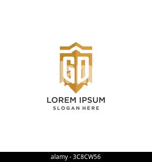 Monogram GD logo with shield geometric shape, elegant luxury initial logo design vector graphic Stock Vector