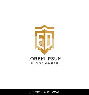 Monogram ED logo with shield geometric shape, elegant luxury initial logo design vector graphic Stock Vector