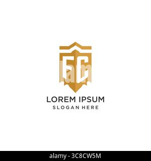 Monogram FC logo with shield geometric shape, elegant luxury initial logo design vector graphic Stock Vector