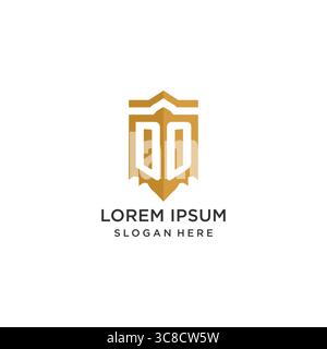 Monogram DO logo with shield geometric shape, elegant luxury initial logo design vector graphic Stock Vector