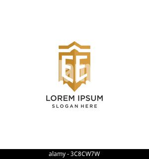 Monogram EE logo with shield geometric shape, elegant luxury initial logo design vector graphic Stock Vector