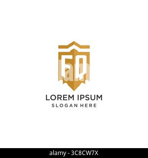Monogram FQ logo with shield geometric shape, elegant luxury initial logo design vector graphic Stock Vector