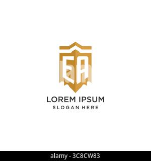 Monogram EA logo with shield geometric shape, elegant luxury initial logo design vector graphic Stock Vector
