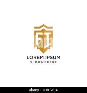 Monogram FI logo with shield geometric shape, elegant luxury initial logo design vector graphic Stock Vector