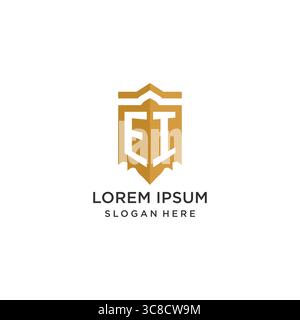 Monogram EI logo with shield geometric shape, elegant luxury initial logo design vector graphic Stock Vector