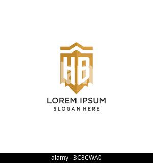 Monogram HB logo with shield geometric shape, elegant luxury initial logo design vector graphic Stock Vector